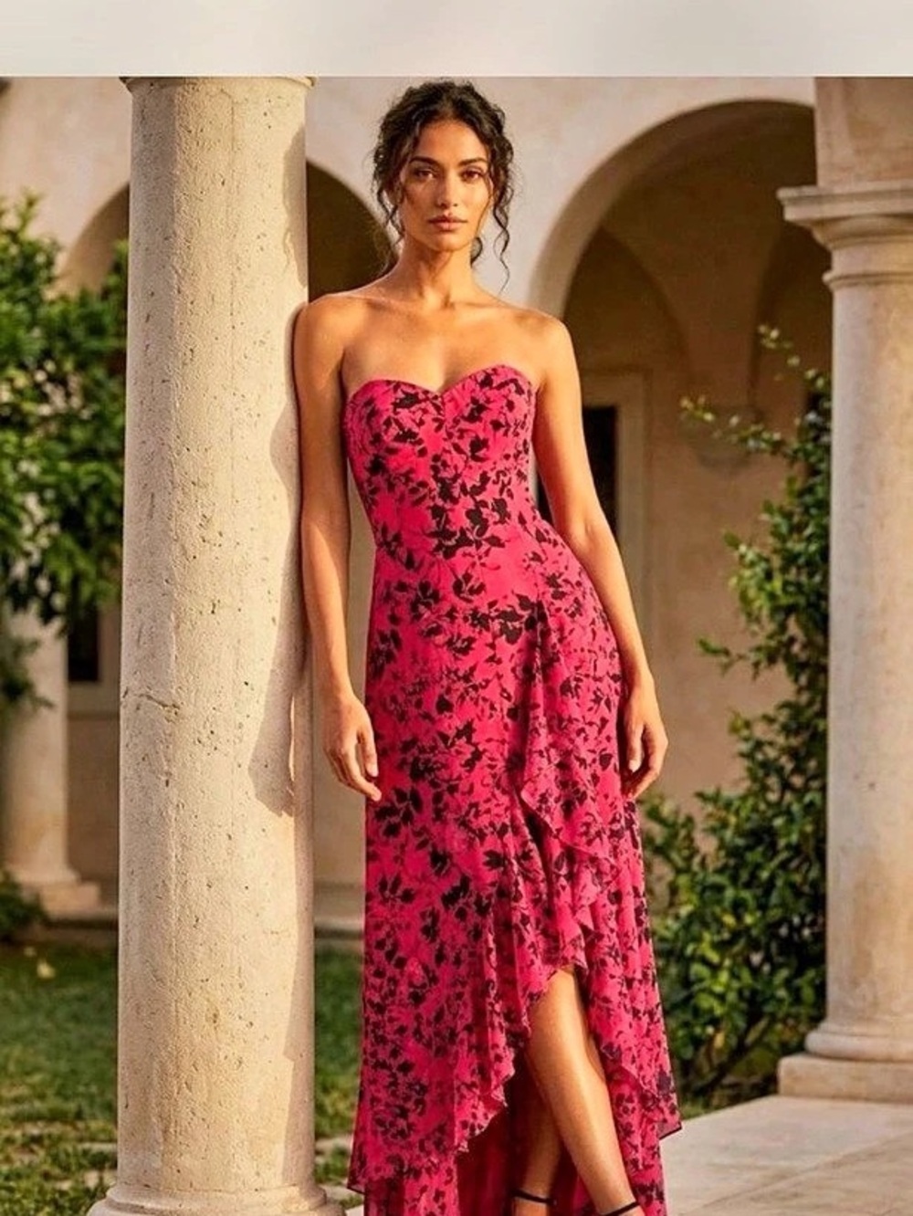 Amanda Uprichard Leo Maxi Dress Floral Pink & Black